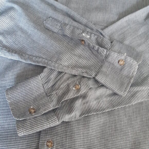 J.P. Tilford SZ M Black & White Woven Houndstooth Men's Cotton Button Up Shirt - Picture 6 of 13